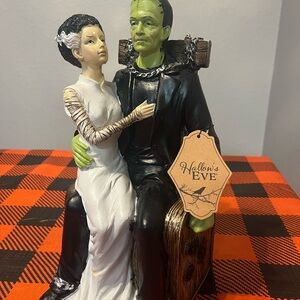 Frankenstein and Bride Figurine - Green, Black, White
